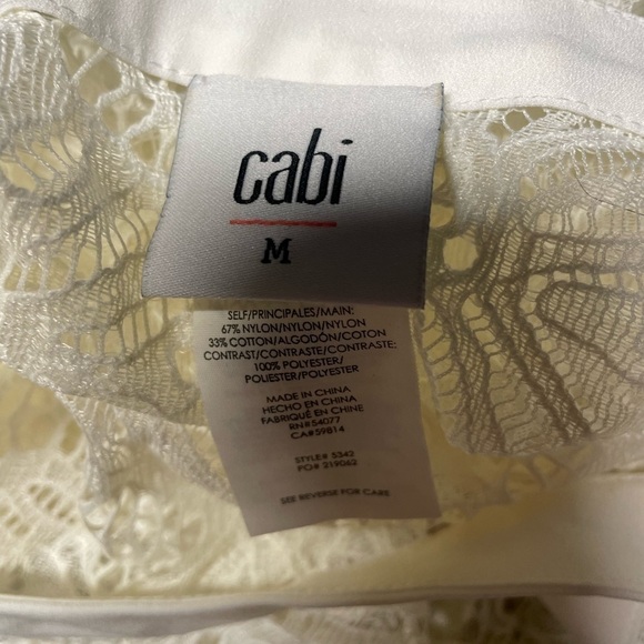 Cabi Sienna sheer lace short sleeve blouse white medium - Picture 5 of 8